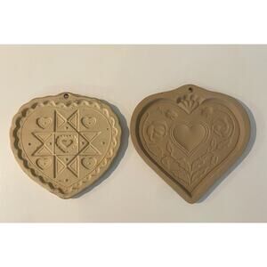 Lot of 2 Vtg Heart Shaped Cookie Molds Pampered Chef/1993 Brown Bag Cookie/1997